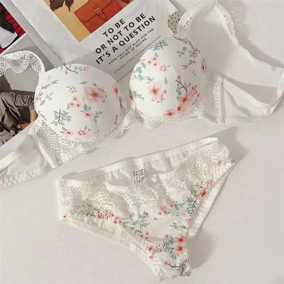Floral Print Pushup Padded Bra Set