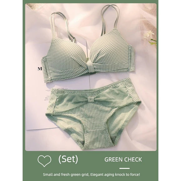 Front Bow Cross Back Bra Set