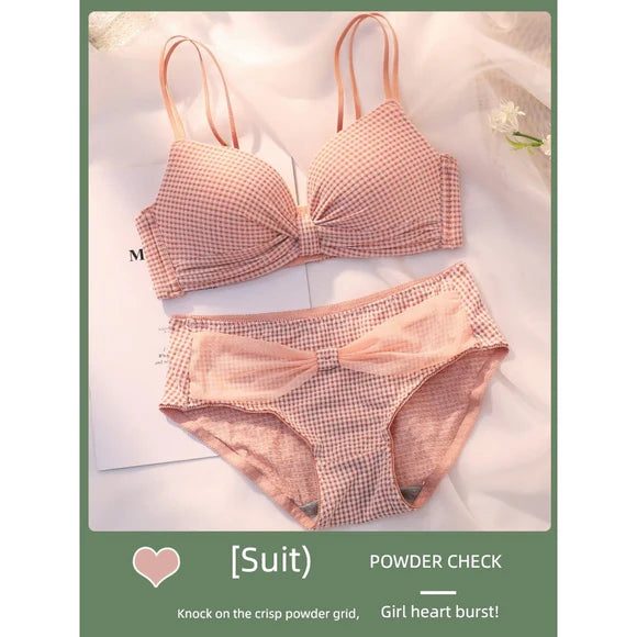 Front Bow Cross Back Bra Set