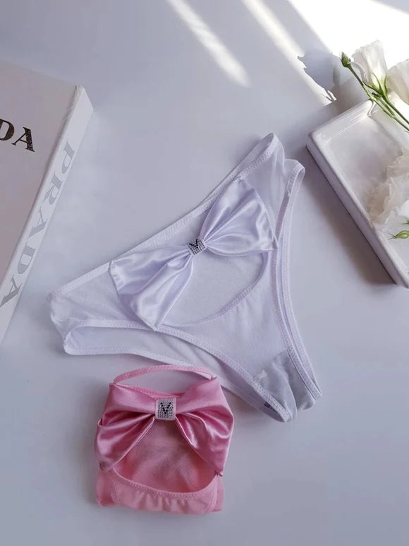 Soft Silk Bow Pushup Padded Bra Set